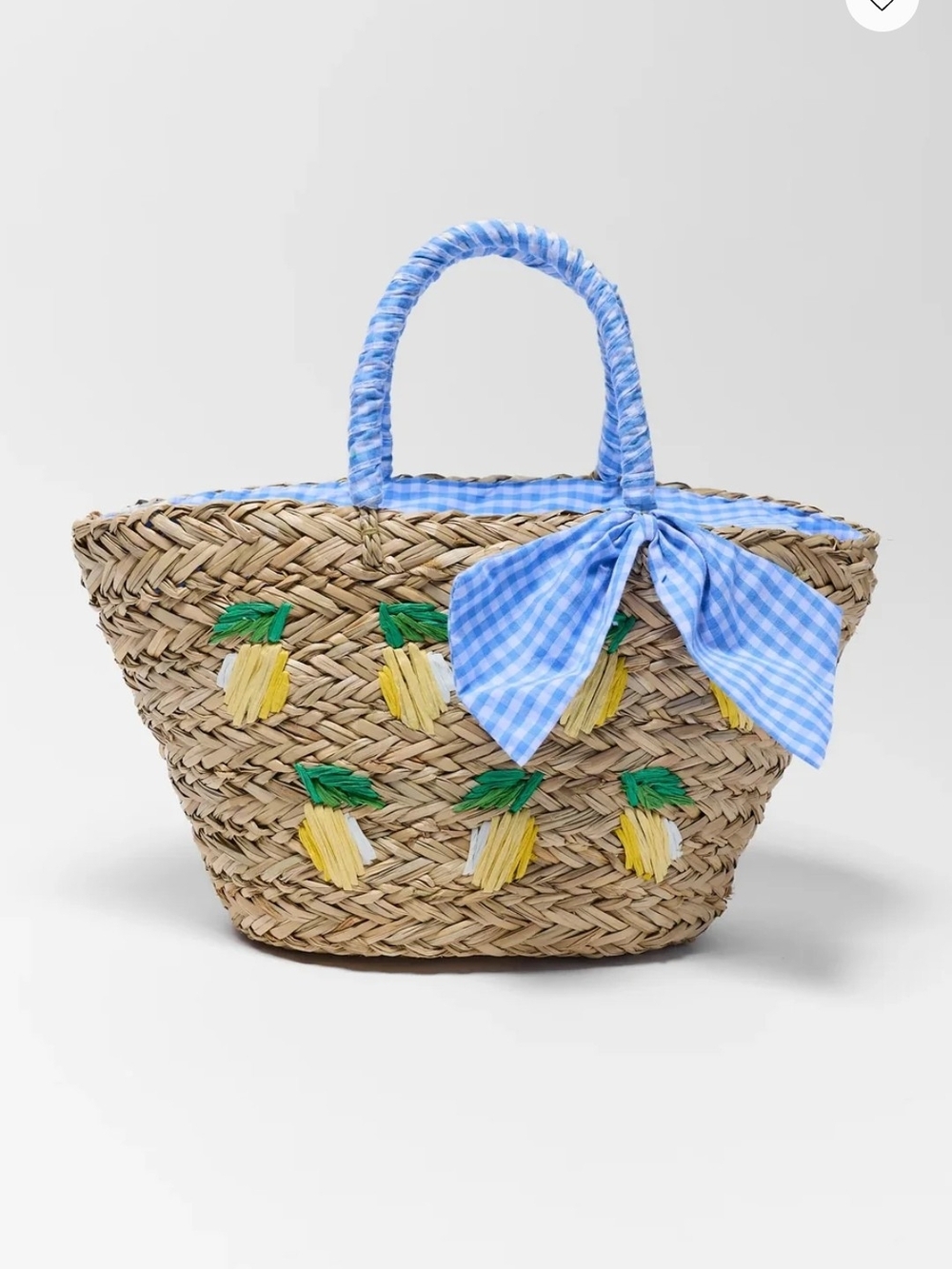 Lemons And Gingham Straw Tote-NWT